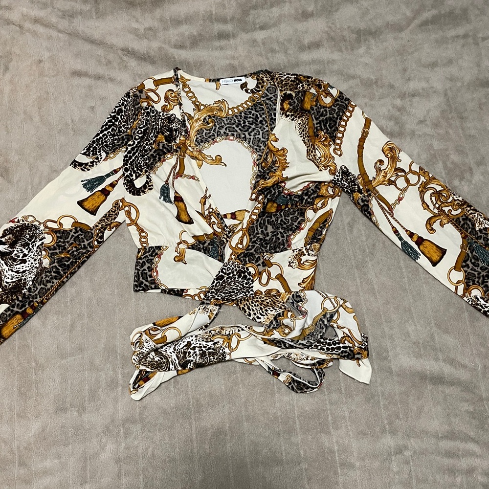 Silky crop top tie blouse - Fashion Nova